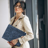 Embossed Vegan Leather Portfolio for WomenProfessional Organize Padfolio with A4 Notepad HolderProfessional Business Doc