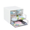 Desk Organizer with 4 Drawers Clear Plastic Desk Storage Box Desktop Organization for Office Supplies Gel Pens Pencils M