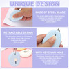 PATIKIL 4 Pcs Mini Box Cutters Retractable Small Utility Knife Portable Cute Letter Opener with Keychain Hole for Envelo