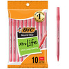 BIC Round Stic Xtra Life Red Ballpoint Pens, Medium Point 1.0mm, 10-Count Pack of Bulk Pens