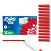 EXPO Dry Erase Markers, Low Odor Ink, Red, Fine Tip, 12 Count - Whiteboard, Calendar, Organization