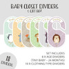 Baby Closet dividers & Baby Clothes Organizer - 18 x Baby Clothes Closet dividers - Neutral Hangers