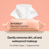 Honest Beauty Fragrance Free Cleansing Makeup Remover Facial Wipes, Plant Based, Hypoallergenic