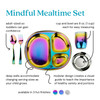Ahimsa Stainless Steel Kids Dinnerware Set, Pediatrician Designed, 5 Piece Toddler Plates and Bowls