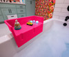 Tub Topper Mini Bathtub Splash Guard and Bath Shelf for Kids - Toy Tray Pink