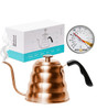 Barista Warrior Gooseneck Kettle with Thermometer - 1.2L Pour Over Coffee and Tea Kettle Copper