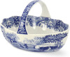 Spode Blue Italian Porcelain Handled Basket with Chip-Resistant Glaze - 6 Inch Decorative Serving