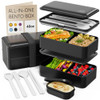 Umami Bento Box Adult All-In-1 w 4 Utensils 2 Sauce Jar 2 Dividers 100% Leakproof Microwave