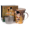 McIntosh Gustav Klimt The Kiss Fine Bone China 15 oz Tea Mug with Infuser and Lid in Matching Gift