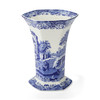 Spode Blue Italian Hexagonal Vase - 10.5 Porcelain Decorative Accent with Oriental-Inspired