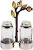 Yair Emanuel Salt and Pepper Shaker Set - Glass Shakers with Decorative Brass Pomegranate Branch