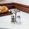Yair Emanuel Salt and Pepper Shaker Set - Glass Shakers with Decorative Brass Pomegranate Branch