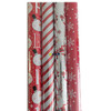 Kirkland Signature 4 Roll Christmas Gift Wrap 180 sq ft Total Red/Stripes/Silver/Red
