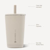 HydroJug Everyday Tumbler 14 oz, Ceramic-Lined Straw Cup, Dune