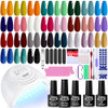JEWHITENY 27 Colors Nail Polish Kit with U V Light U V LED Nail Dryer Lamp Curing Gel Nail Polish Set Popular Gel