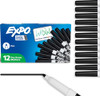 EXPO Dry Erase Markers, Low Odor Ink, Black, Fine Tip, 12 Count - Whiteboard, Calendar, Organization, Essential