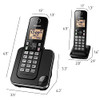 Panasonic Cordless Phone 2 Handsets System Expandable with Amber Backlit Display KX-TGC352B Black