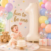 40 Inch Beige Number 1 Balloon for Fun to be One 1st Birthday Decorations