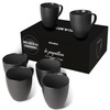 MIAMIO - Coffee Mugs Set of 6 12 oz - Le Papillon Collection Black
