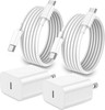iPhone 17 16 15 Charger Fast Charging,2Pack 20W Apple iPad USB C Wall Charger Block with 6FT USB C to C Cable for