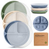 KeaBabies Suction Plates with Lids for Baby, 3-Pack, 100 Silicone Slate