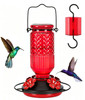 FEED GARDEN Glass Hummingbird Feeder for Outdoors Hanging, 16 oz Leak-Proof Nectar Feeder with Bee Guards & Ant Moat, 4