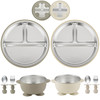 PandaEar 8PCS Baby Feeding Set Stainless Steel Suction Plates and Bowls with Silicone Fork and Spoon Utensils Baby Led
