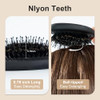 Mini Hair Brush, Travel Small Boar Bristle Hair Brush for Women Kid, Black