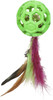 JW Pet Cataction Feather Ball with Bell, Cat Toy, Green, 1 Count (Pack of 1) (71059)