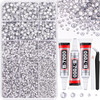16000Pcs Resin Rhinestones for Crafting, Silver Clear Flatback Gems, Bedazzling Crystal with 3Pcs 10ml B7000 Jewelry