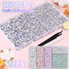 16000Pcs Resin Rhinestones for Crafting, Silver Clear Flatback Gems, Bedazzling Crystal with 3Pcs 10ml B7000 Jewelry