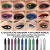 evpct 6Pcs White Glitter Eyeliner Pencils Set delineadores de colores para ojos lapiz negro a prueba de agua Black