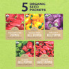 Organic Sweet Pepper Seeds Variety Pack - 5 Individual Packs - 2026 Season - Red, Yellow, Green and More! for Indoor &