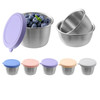 PandaEar 6 Pack 2.4 oz Stainless Steel Condiment Containers with Leakproof Silicone Lids, Reusable Small Sauce Cups