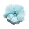Chenkou Craft Pack of 12pcs Chiffon Flowers Ribbon Bows W/Beads 2-3/8" (60mm) Appliques Wedding Decor Bulk Lots (Blue)