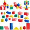 Deekin 70 Pcs Wood Geometric Solid Mini 3D Shape Wooden Building Block Bul