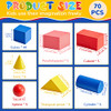 Deekin 70 Pcs Wood Geometric Solid Mini 3D Shape Wooden Building Block Bul