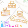 BARTOSI Metal Claw Clips Gold Hair Clips Small Hair Jaw Clamps Stylish Hair Accessories for Women and Girls (Pack of 3)