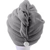 POLYTE Microfiber Hair Turban Wrap Drying Towel (12x28 Large, 2 Dark Gray)