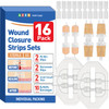 AZEN 16 Pack Wound Closure Strips, 4 Types Butterfly Bandages, Emergency Laceration Closure Kit, Repair Wounds Without