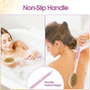 Backski Body Scrubber Anti Slip for Shower,Shower Brush Long Handle with Stiff and Soft Bristles,Body Wash Exfoliating
