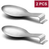 E-far Spoon Rest Set of 2, Stainless Steel Spoon Ladle Holder Spatula Rest for Kitchen Stove Top, Large Size &