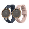 kwmobile Straps Compatible with Garmin Lily Sport Straps - 2x Replacement Silicone Watch Bands - Blue Grey/Dusty Pink
