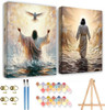 KYOQFVN 2 Pack Jesus Paint by Numbers Kit for Adults with Frame - Jesus Paint by Number Kits on Canvas with Wooden