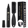 Long-Lasting Water-Resistant Black Men's Beard Grooming Kit - Micro-Fork Tip Pen, Bristle Brush for Natural Looking