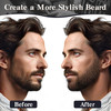 Long-Lasting Water-Resistant Black Men's Beard Grooming Kit - Micro-Fork Tip Pen, Bristle Brush for Natural Looking