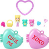 Polly Pocket x Sweethearts, Micro Doll & 2 Playsets with 7 Themed Accessories & Keychain Clip, Travel Toy, Partnership