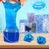Premade Blueberry Blue Jelly Cube Glimmer Crunchy Crystal Slime, Includes 6 Sets of Add-ins, Sensory and Tactile
