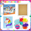 Funto Unicorn Pom Pom Painting Art Kit, 1100+ Pom Poms, Canvas and Sturdy Frame for Home Decor, Artistic Kid Crafts,