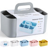 Multiuse Caddy Organizer with Handle, Portable Divided Plastic Tote Bin - Art Craft, Stationary Pen Marker Crayons,